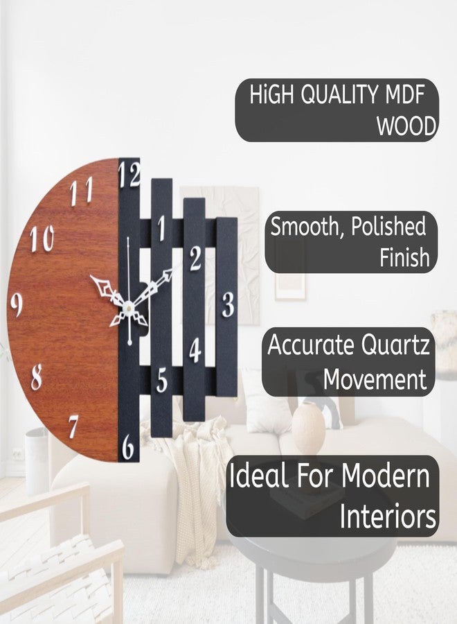 Unique Craft 3D Wooden Antique Analog Wall Clock for Home & Office Dcor (Brown & Black, 30.5 x 30.5 cm, Round) - Image 3